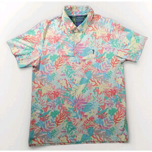William Murray Mens M Murraytisse Floral Stretch Polo Shirt Multicolor
